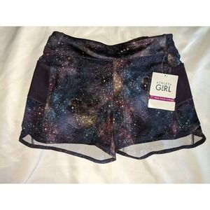 Athleta Girl Record Breaker Shorts Galaxy‎ Print Size 14 XL Pocket Lined Athleta